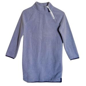 VINYARD VINES • Brand New Fuzzy Mock Neck Zipper Accent Blue Dress Coverup